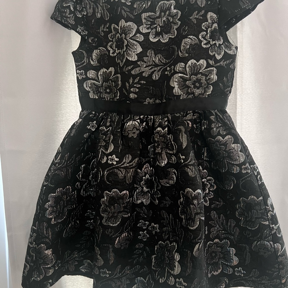 Elegant Black and Silver Floral Kids Dress